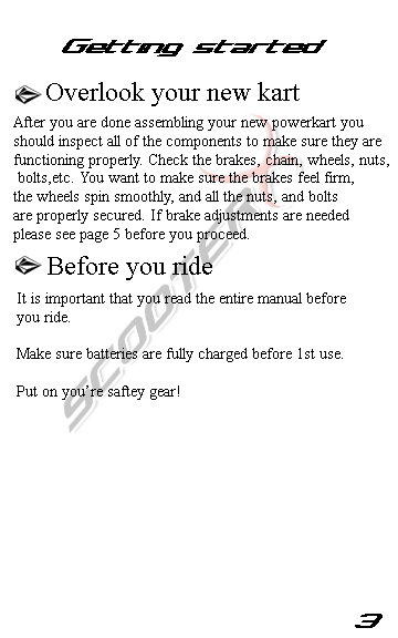 Epowerkart manual page 3