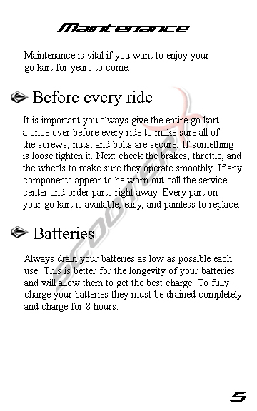 Epowerkart manual page 5