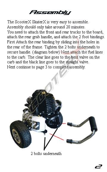 SkaterX Gas Skateboard Instruction Manual Page 2