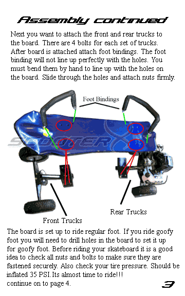 SkaterX Gas Skateboard Instruction Manual Page 3